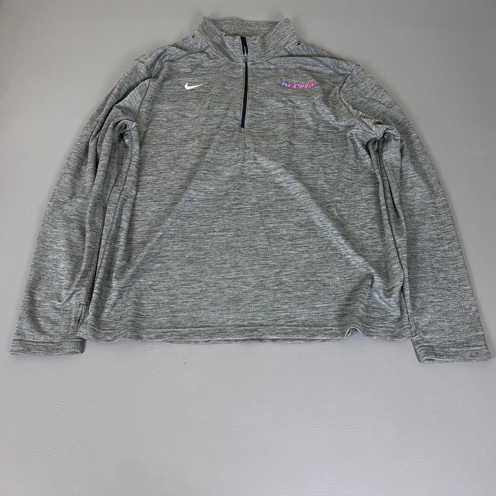 DePaul Nike Blue Demons Dri-FIT Pullover Men's Size XXL Gray 1/4 Zip Lightweight